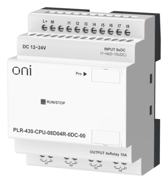 Модуль ЦПУ ПЛК 430 8 DI 4 RO 24В DC без экрана ONI PLR-430-CPU-08D04R-0DC-00