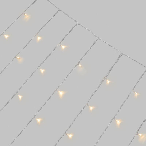 Гирлянда светодиодная занавес 3х2м 264 LED тепл. бел. прозр. ПВХ IP44 эффект мерцания 22 нити 12 LED/нить Neon-Night 235-526