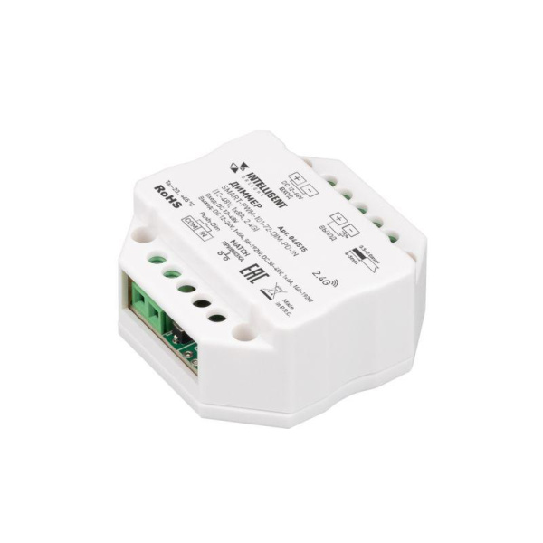 Диммер SMART-PWM-101-72-DIM-PD-IN 12-48В 1х8А 2.4G IP20 пластик INTELLIGENT ARLIGHT 046515