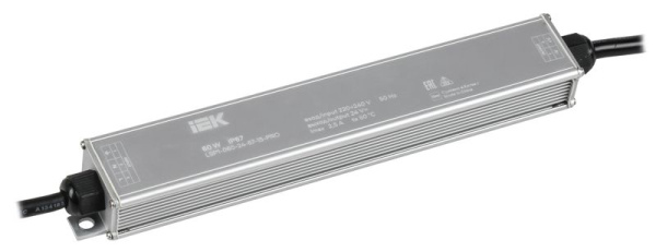 Драйвер LED ИПСН-PRO 60Вт 24В блок-шнуры IP67 IEK LSP1-060-24-67-15-PRO