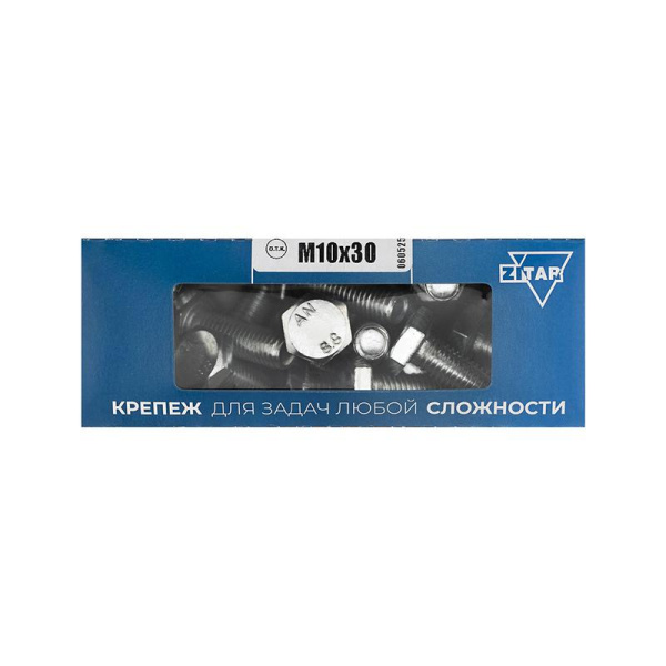 Болт с шестигранной головкой М10х30 DIN 933 оцинк. (уп.20шт) Tech-Krep/Zitar 105215