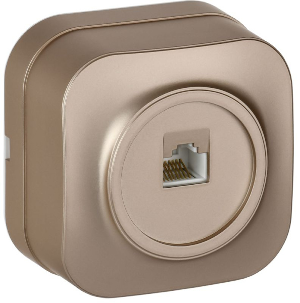 Розетка компьютерная ОП RJ45 кат.5E GLORY РК10-ХШм шампань матов. IEK EKH10-K37M