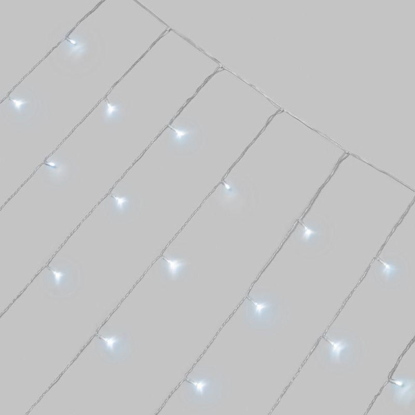 Гирлянда светодиодная занавес 3х2м 264 LED бел. прозр. ПВХ IP44 эффект мерцания 22 нити 12 LED/нить Neon-Night 235-525
