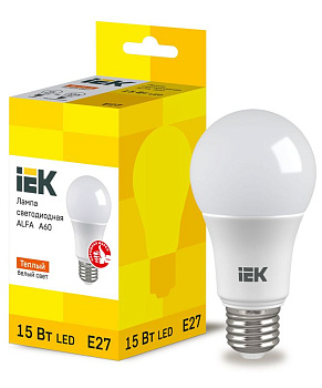 Лампа светодиодная Alfa 15Вт A60 грушевидная 3000К E27 230В (6шт) IEK LLA-A60-15-230-30-E27-6