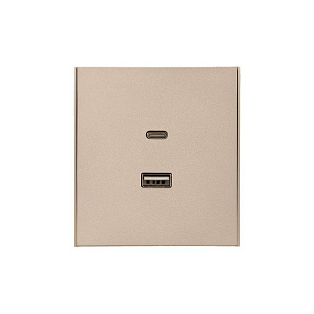 Розетка STRONG USB-A+Type-C 3А с функцией быстрой зарядки шелк Kranz KR-78-0734-8