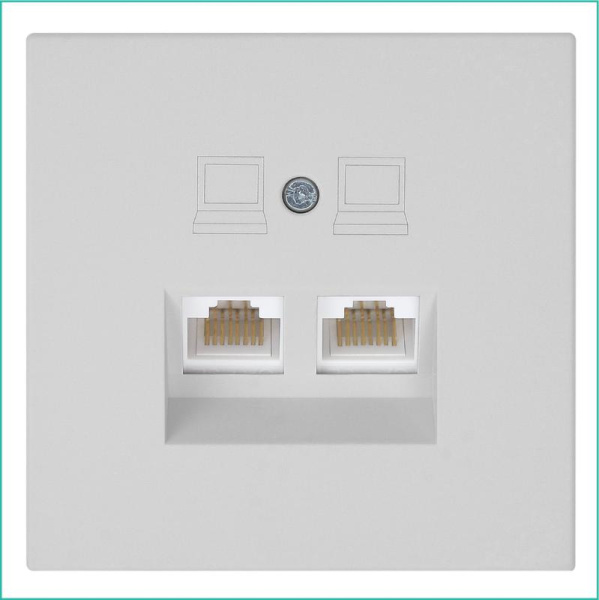 Розетка компьютерная 2-м СП RJ45 FD кат.5E с накладкой механизм тауп матов. soft touch Jasmart FD6106PTM